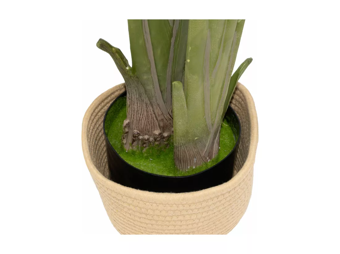 Traveller Banana 210 - Plante artificielle décorative de bananier tropical H210 cm pour l'intérieur et l'extérieur avec pot Beige