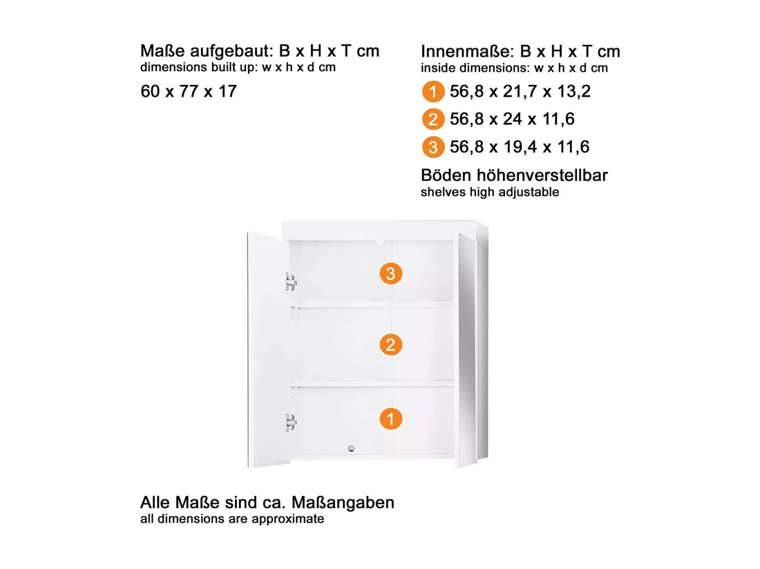 Armoire murale blanc et gris brillant Kelia 60cm