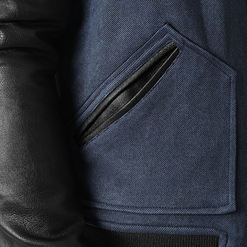 Veste Teddy Bleu Marine Noir