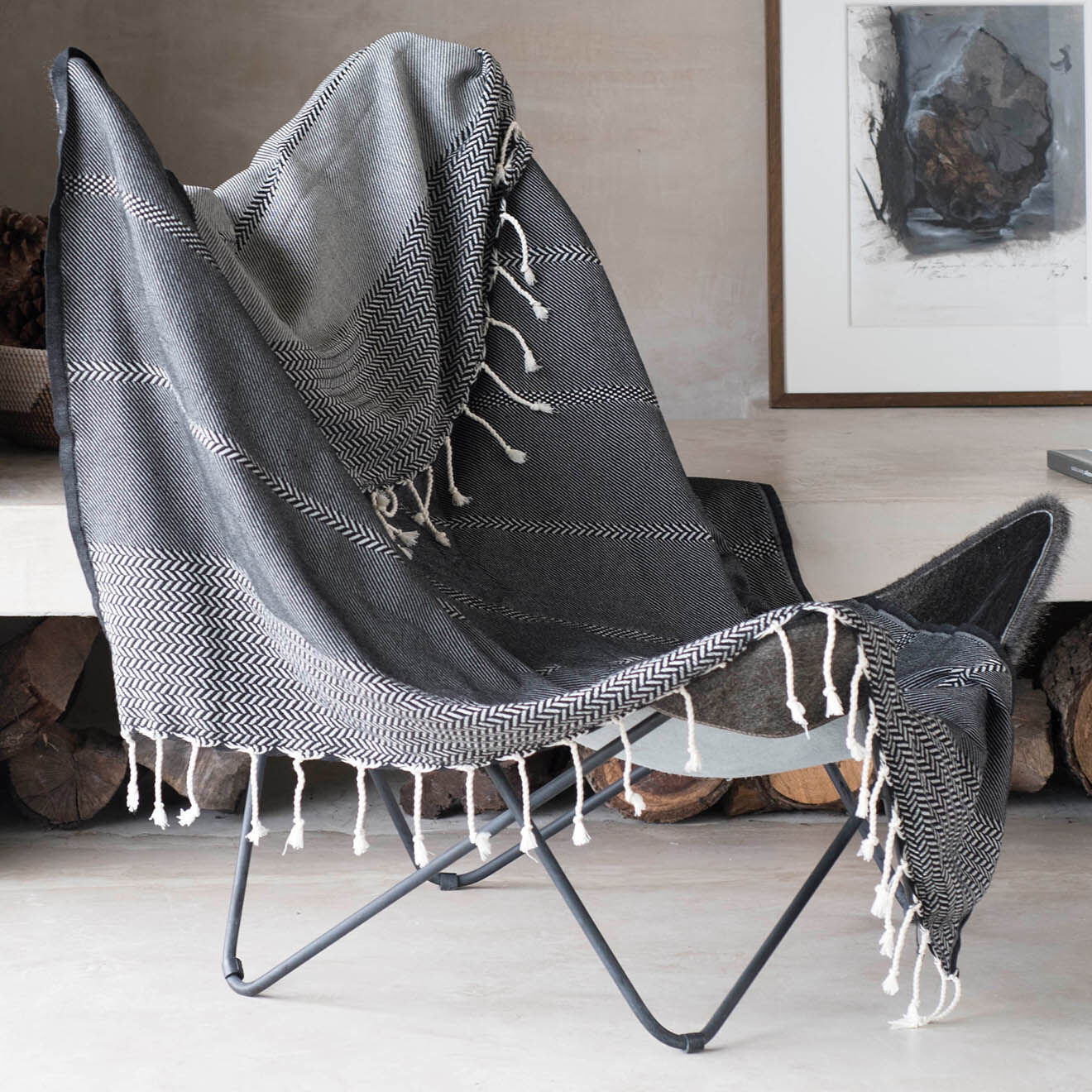 Febronie Plaid Oslo Jacquard noir