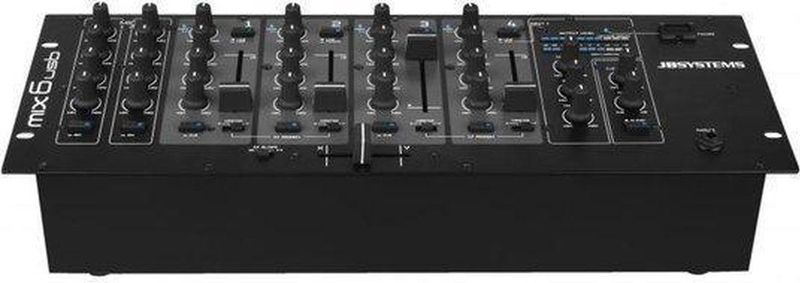 JB Systems - MIX 6 USB - DJ Mixer - Zwart - 8 Ingangen - 4 Kanalen
