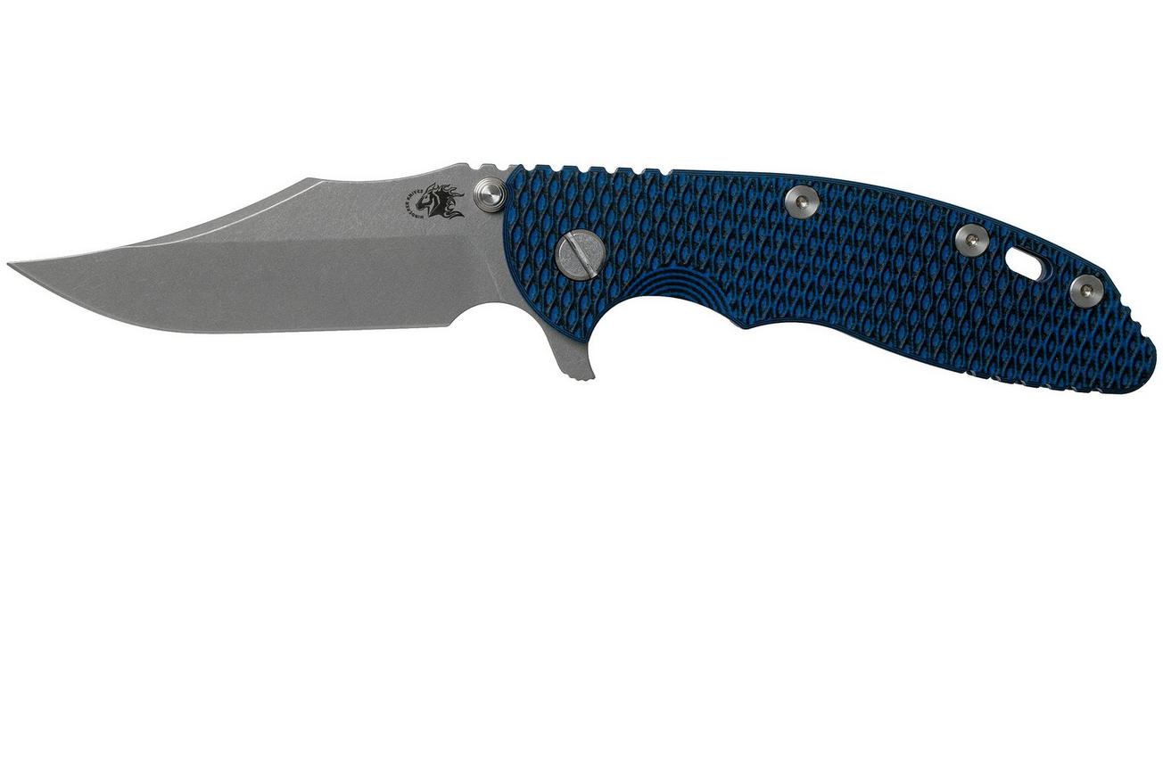 Rick Hinderer XM-18 3.5 Bowie 20CV Battle Blue, Blue-Black G10 zakmes