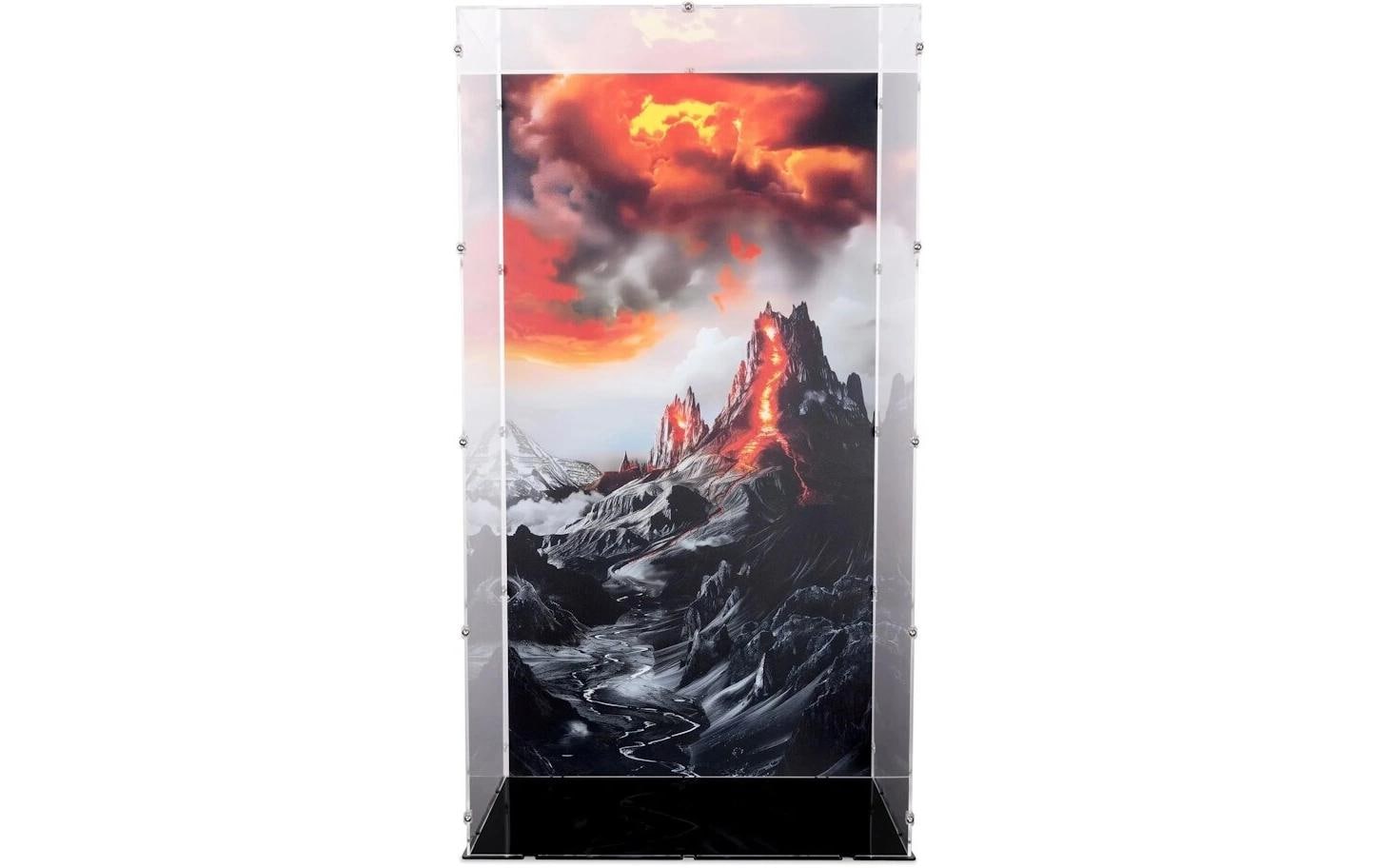Baukasten Acryl-Display für LEGO 10333 Herr der Ringer<br>Acry-Display-Box mit Hintergrundbild für LEGO der Herr der Ringe: Barad-dûr