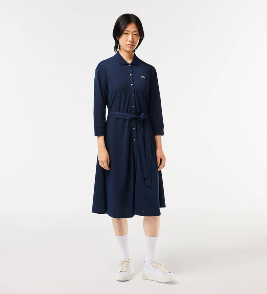Vestido polo piqué azul marinho Lacoste