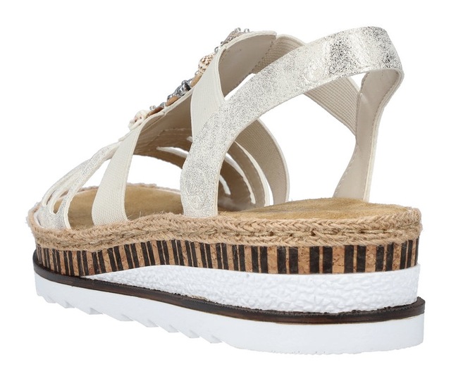 Rieker Sandale  , Sommerschuh, Sandalette, Keilabsatz, im Metallic-Look