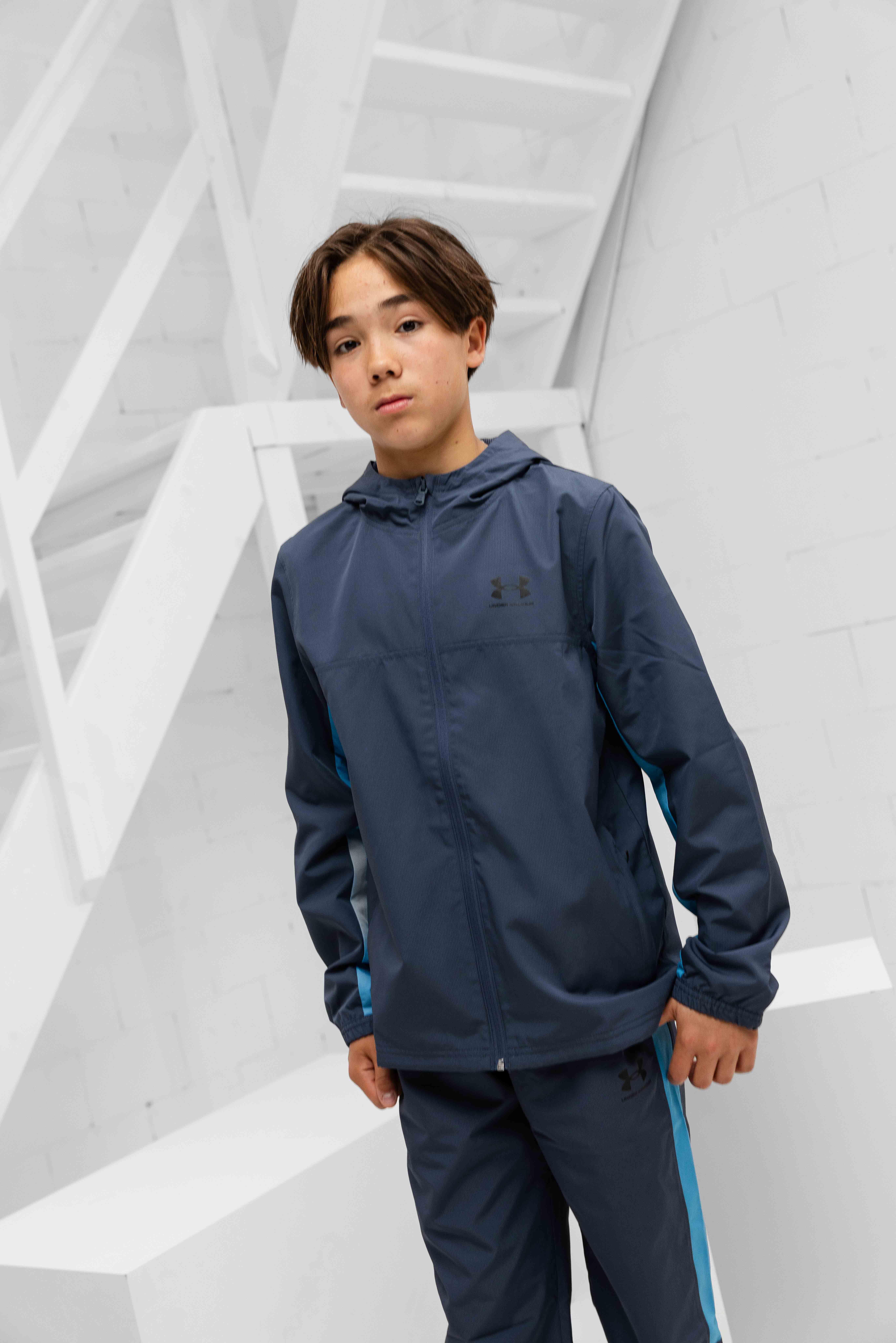 Under Armour Rival Woven Trainingspak Kids Donkergrijs