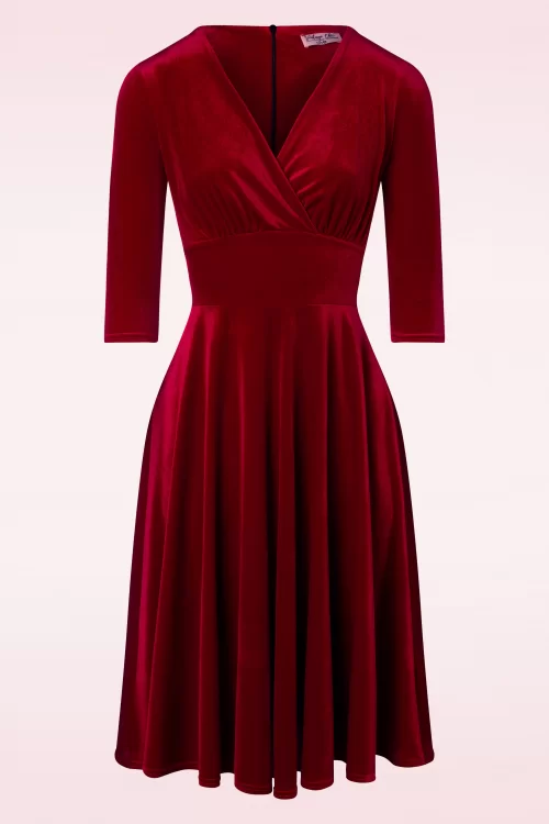 Vintage Chic for Topvintage Maddison swingjurk in rood fluweel