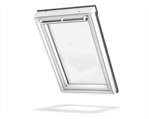VELUX verduisterend rolgordijn, effen wit, handmatig, wit frame, DKL C02 1025SWL