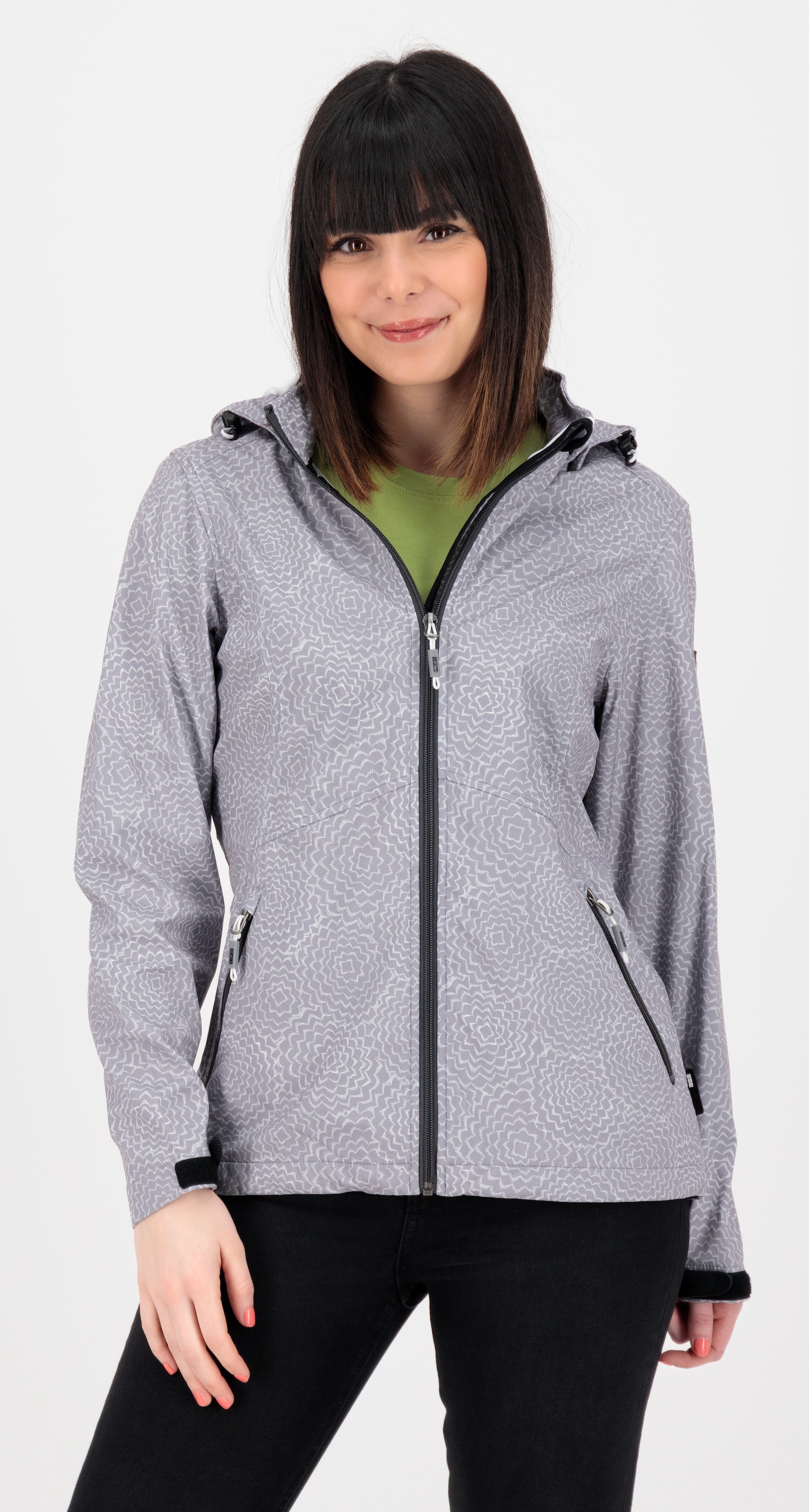 LPO Softshelljacke »SHELBY PEAK II« leichte Softshelljacke mit All-Over-Print und abnehmbarer Kapuze