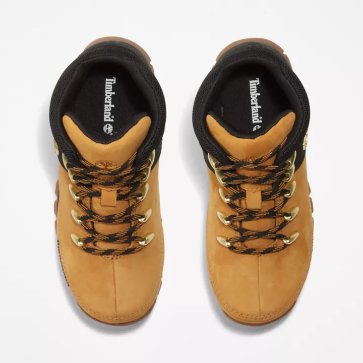 Bota de caminhada Euro Sprint para crianças, nas cores amarela e preta.