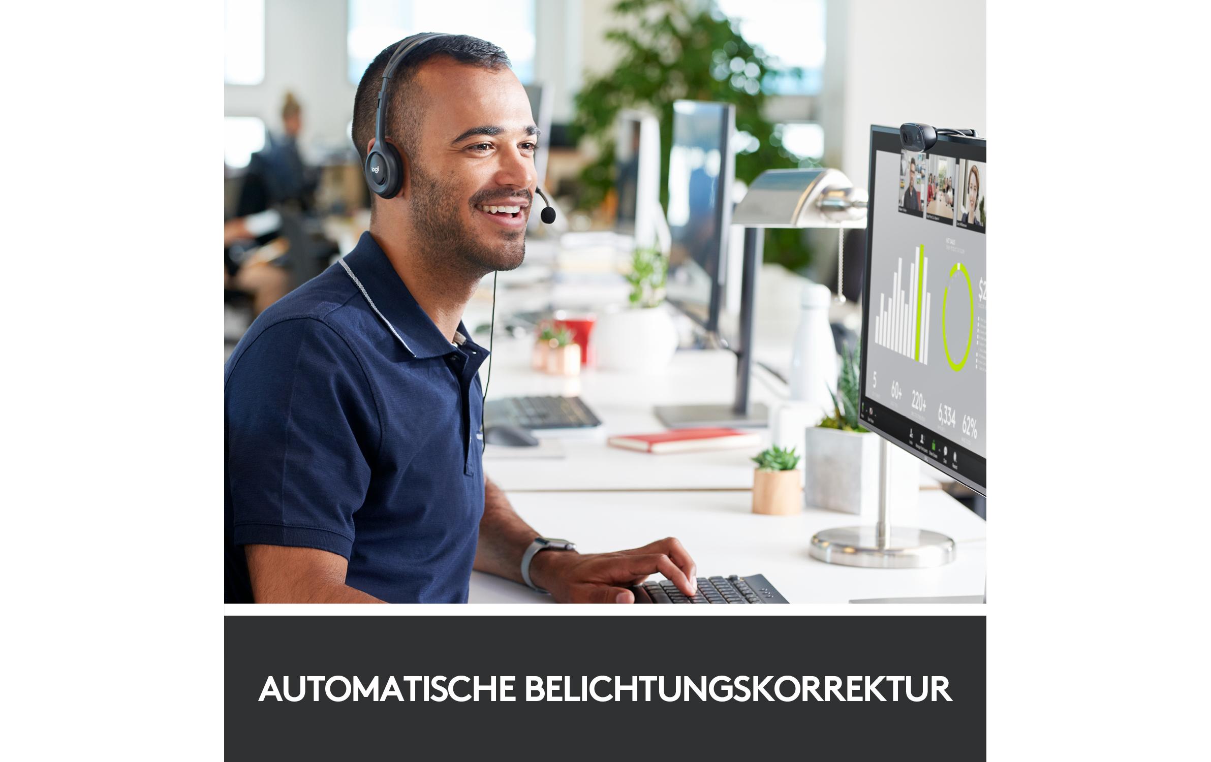 Webcam HD C270 HD 720p, BelichtungskorrekturHD-Webkamera mit Mikrofon, Rauschunterdrückung und Universalhalterung