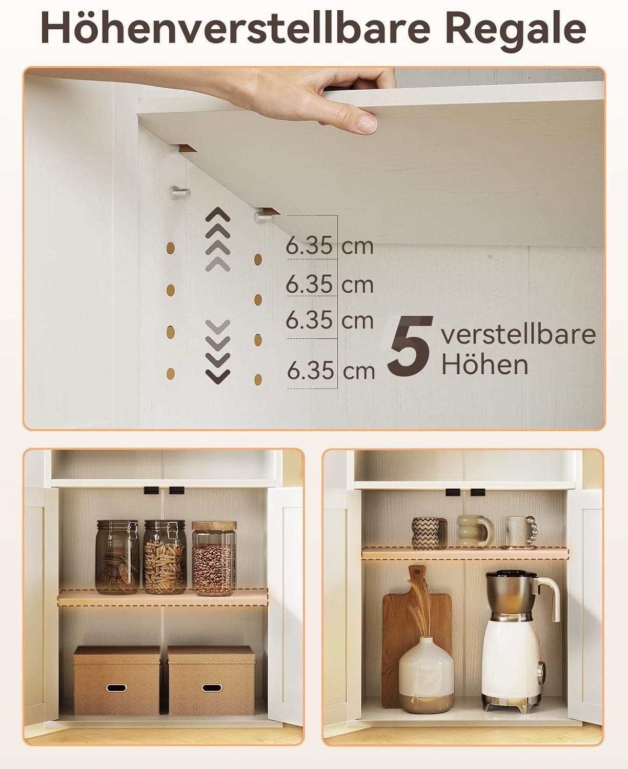 Coleshome Bücherregal mit Türen Regal mit 6 Ebenen, Bücherschrank 48 x 24 x 176.4 cm Schrank, Standregal zur Aufbewahrung und Präsentation für Wohnzimmer, Homeoffice, Büro, Schlafzimmer, Weiß WP3744298