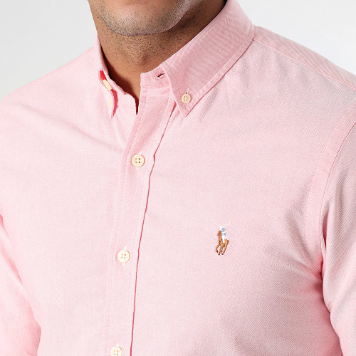 Chemise Manches Longues Slim Oxford Rose