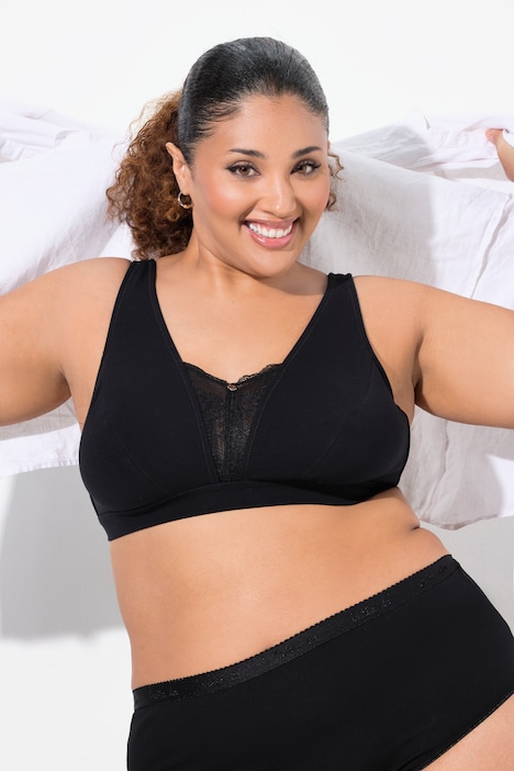 Bralette, Spitzeneinsatz, ohne Bügel, Cup C - E