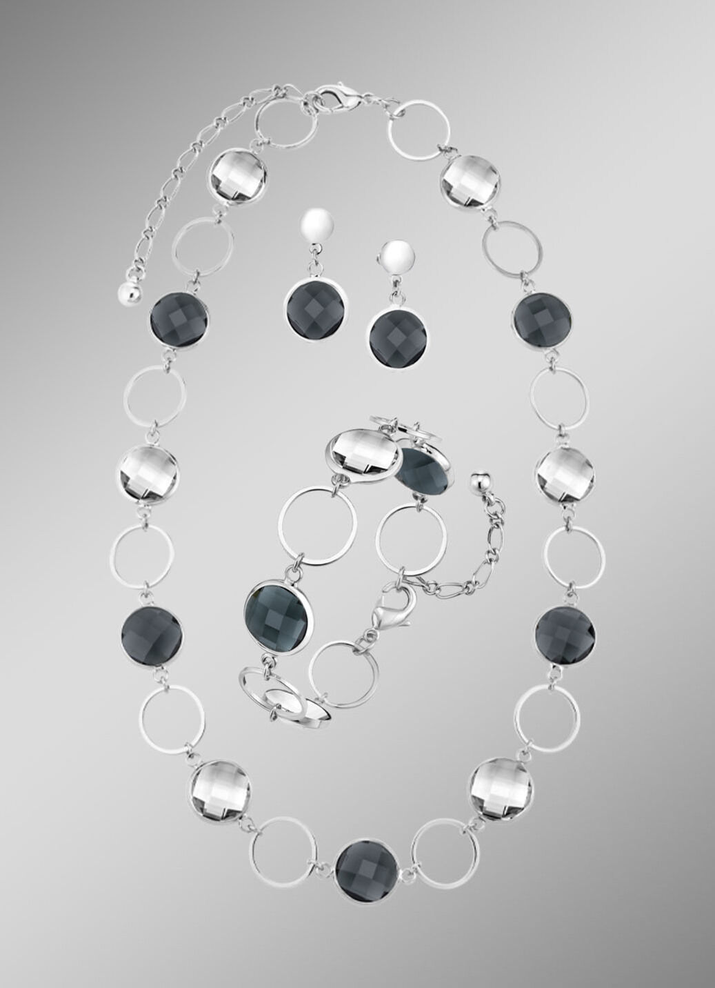 Schmuckset, 3-teilig, mit Kristallsteinen
