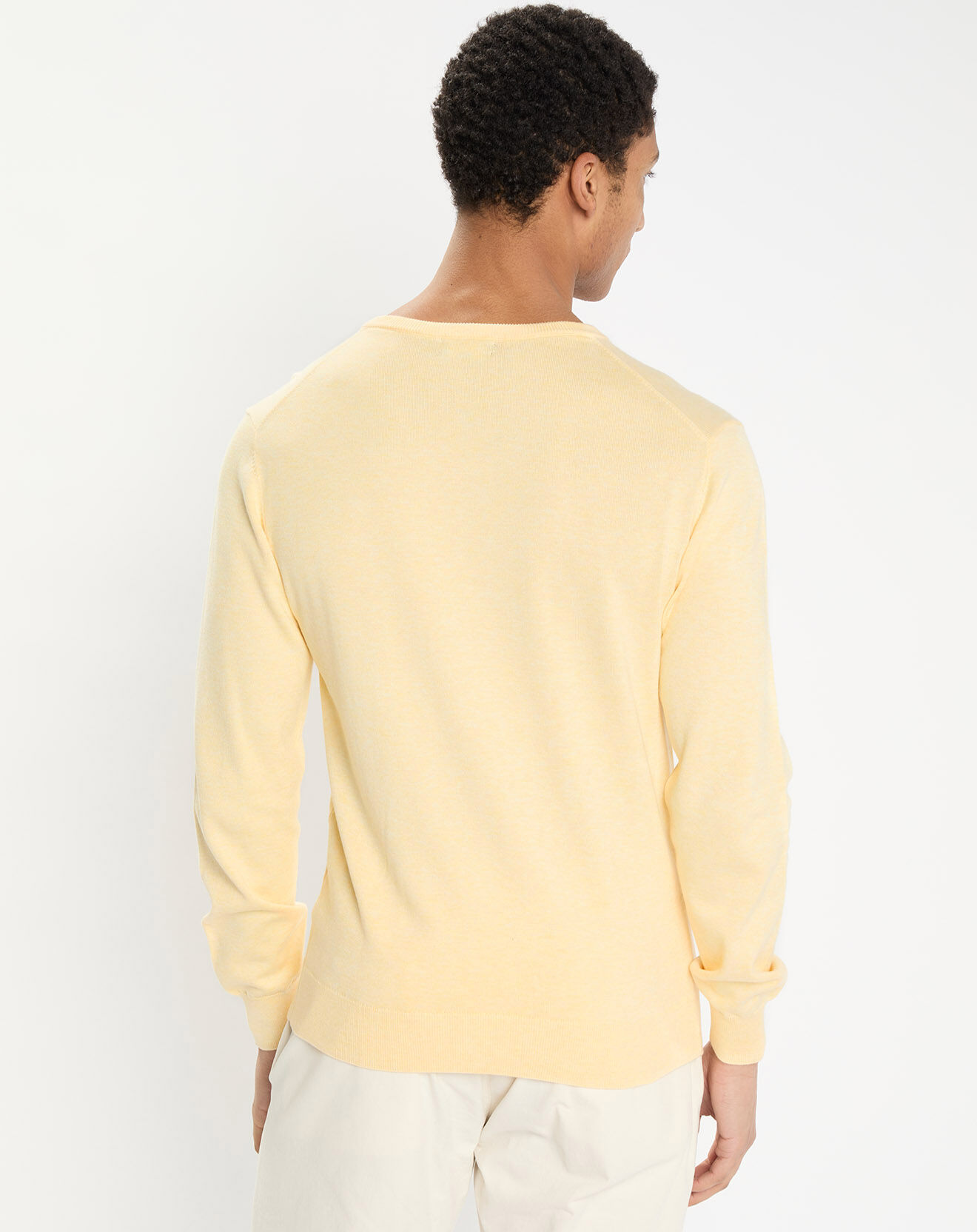 Hackett London Pull en Coton & Soie col V jaune chiné