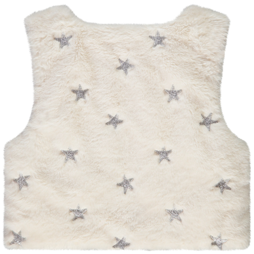 Gilet en fausse fourrure broderies étoiles pour fille