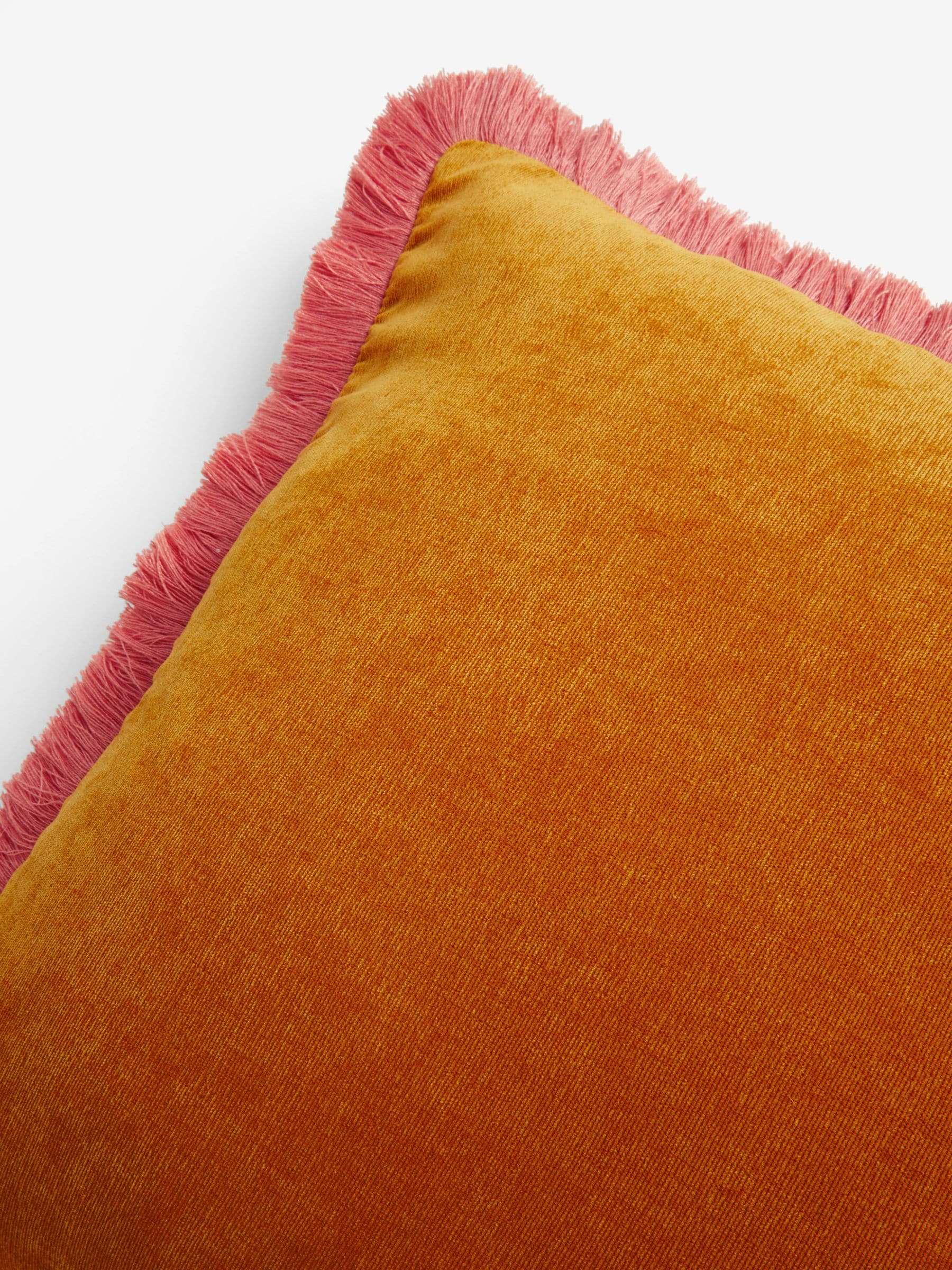 Soft Velour Contrast Fringe Cushion