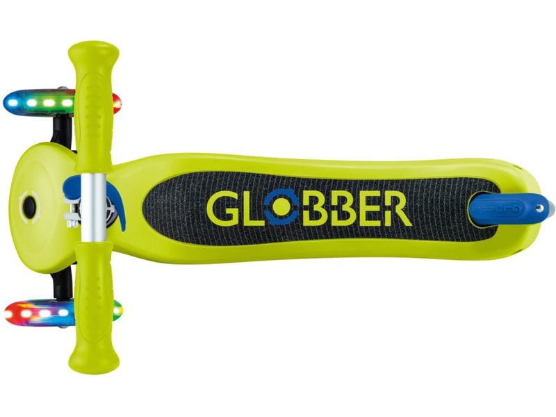 GLOBBER Scooter Primo Lights Limettengrün 3-Rad-Roller mit Beleuchtung für Kinder