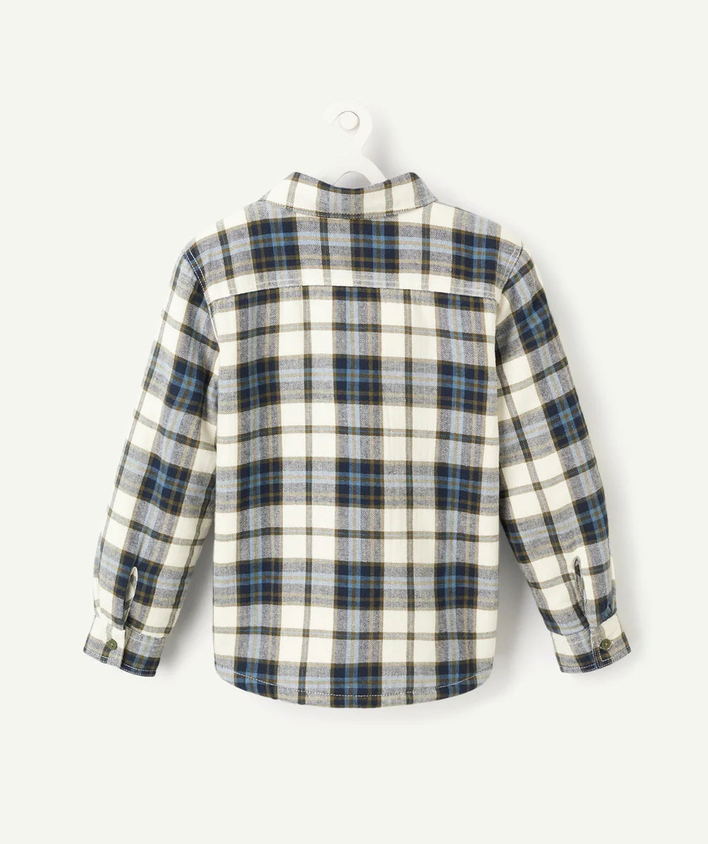 CHEMISE À CARREAUX GARÇON BLEUE ET VERTE DOUBLÉE EN SHERPA