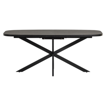 WOOOD eettafel Arros zwart MDF hout 180/220 x 90 cm uitschuifbaar