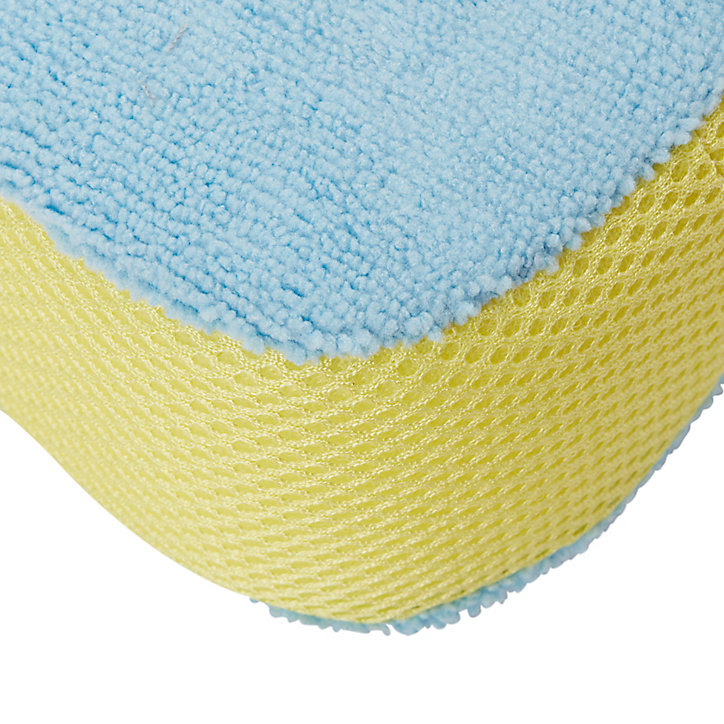 Éponge microfibre bleu et jaune L.23 x l.7 cm