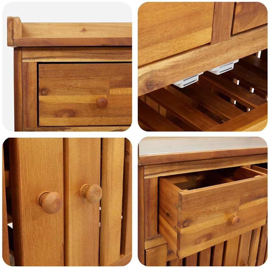 vidaXL Garten-Schrank mit Schubladen mit Tür Braun 78 x 36.5 x 78cm, Akazien Stauraum-Schrank, minimalistisches Design, rechteckig, praktischer Organizer für Wohnzimmer, robust