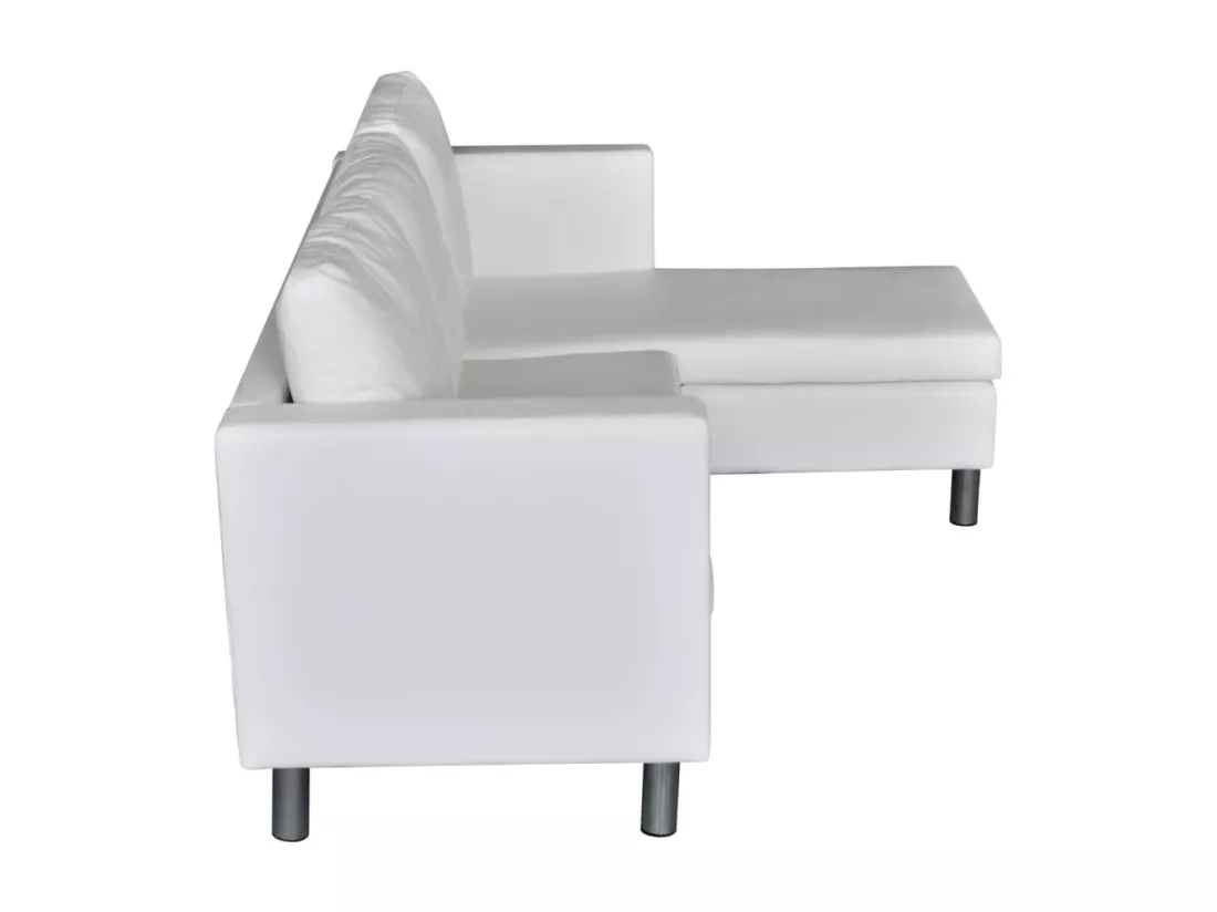 Canapé sectionnel à 3 places cuir synthétique blanc