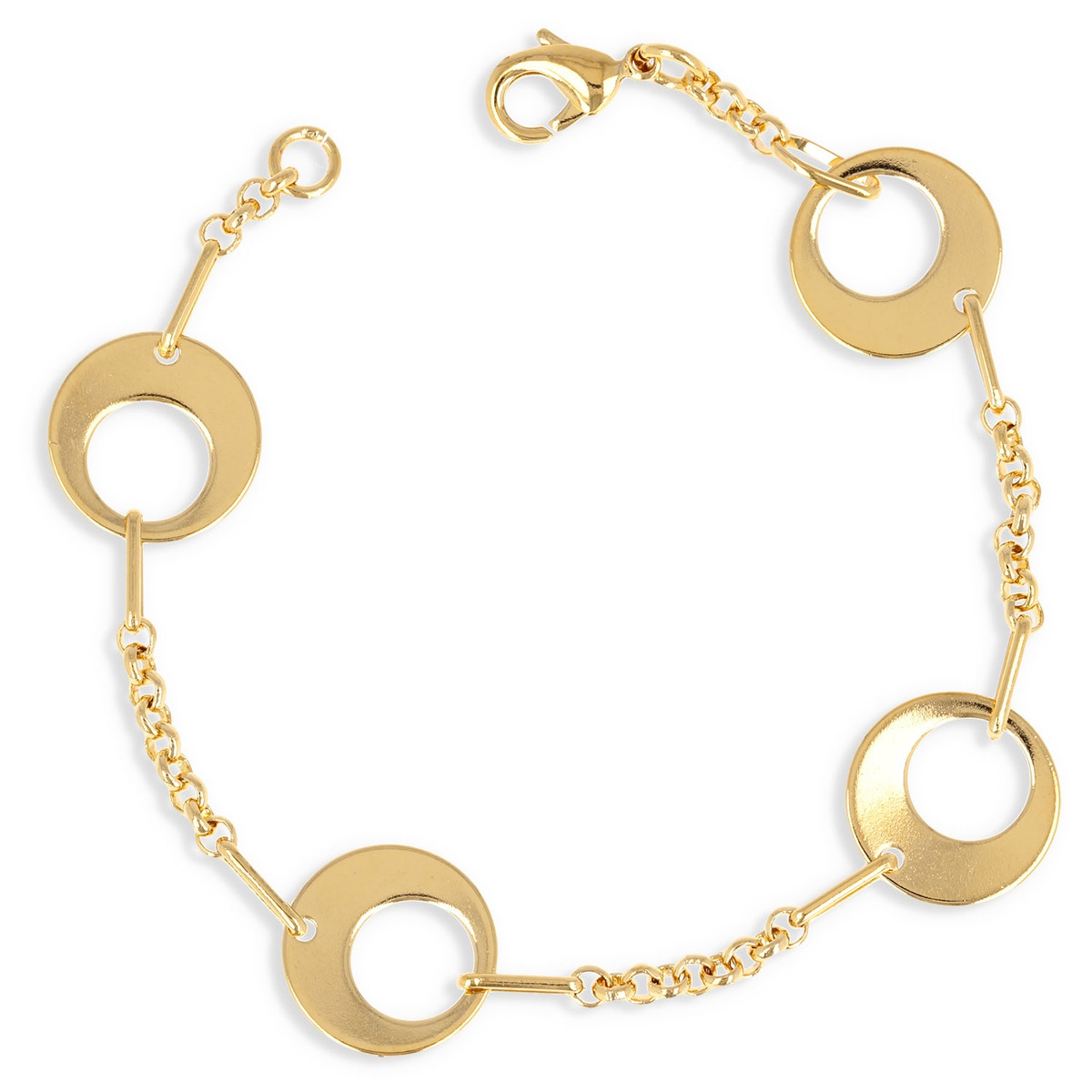 Bracelet plaqué coeur évidé diamanté 19cm
