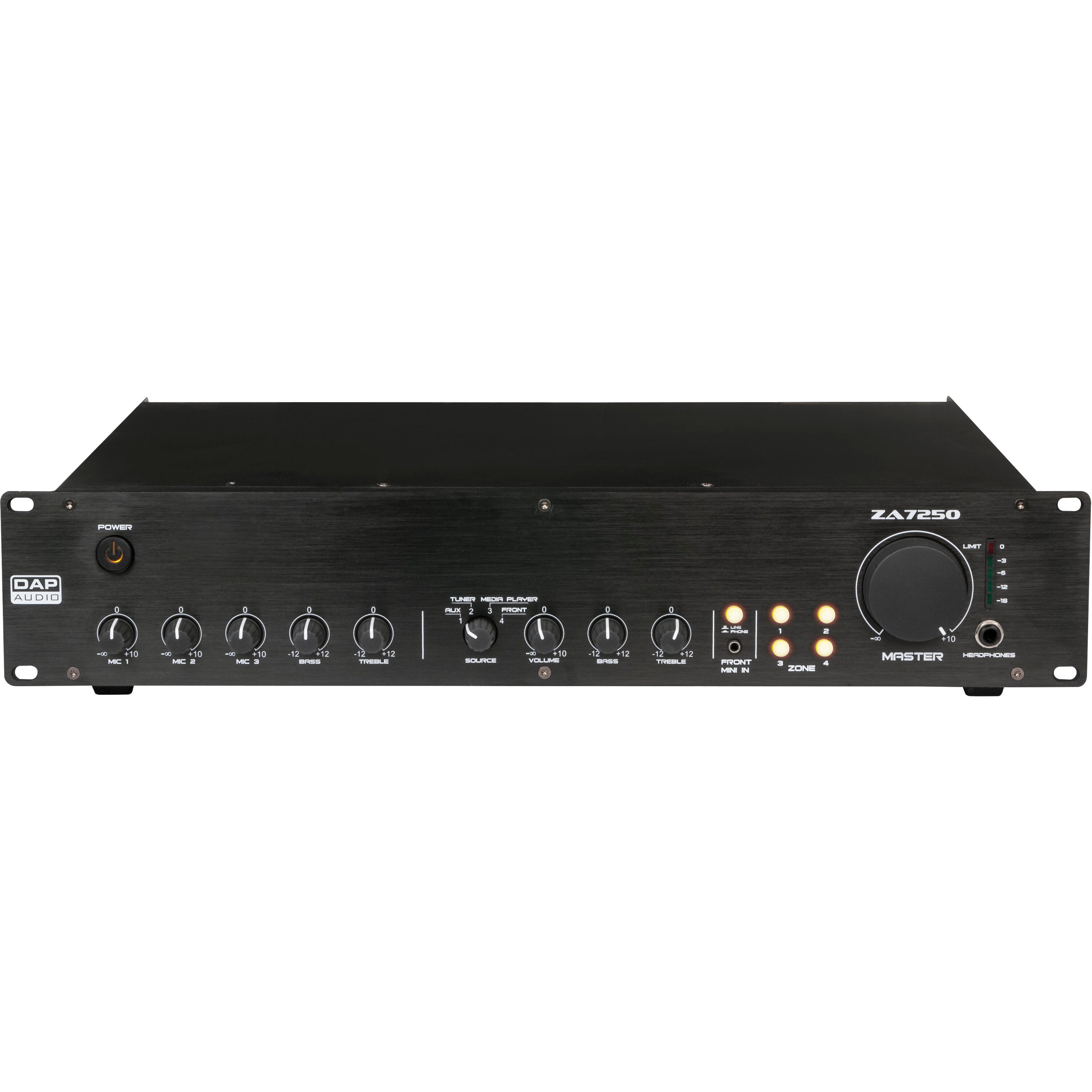 DAP ZA-7250 100 volt 4-zone versterker, 250 watt