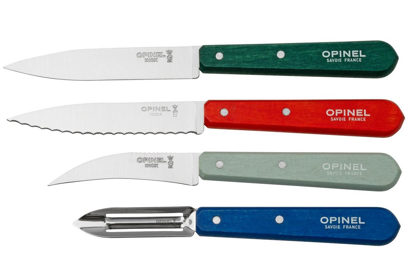 Opinel Les Essentiels Du Cuisinier 002576, 4-delige schilmessenset