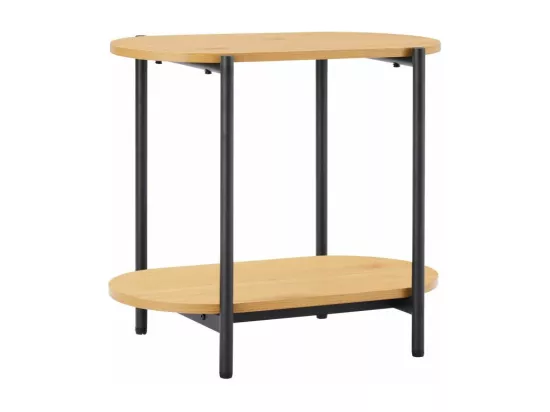 Table d'appoint BRODIE avec finition chêne et pieds métal noirs - 60x34 cm - Bois