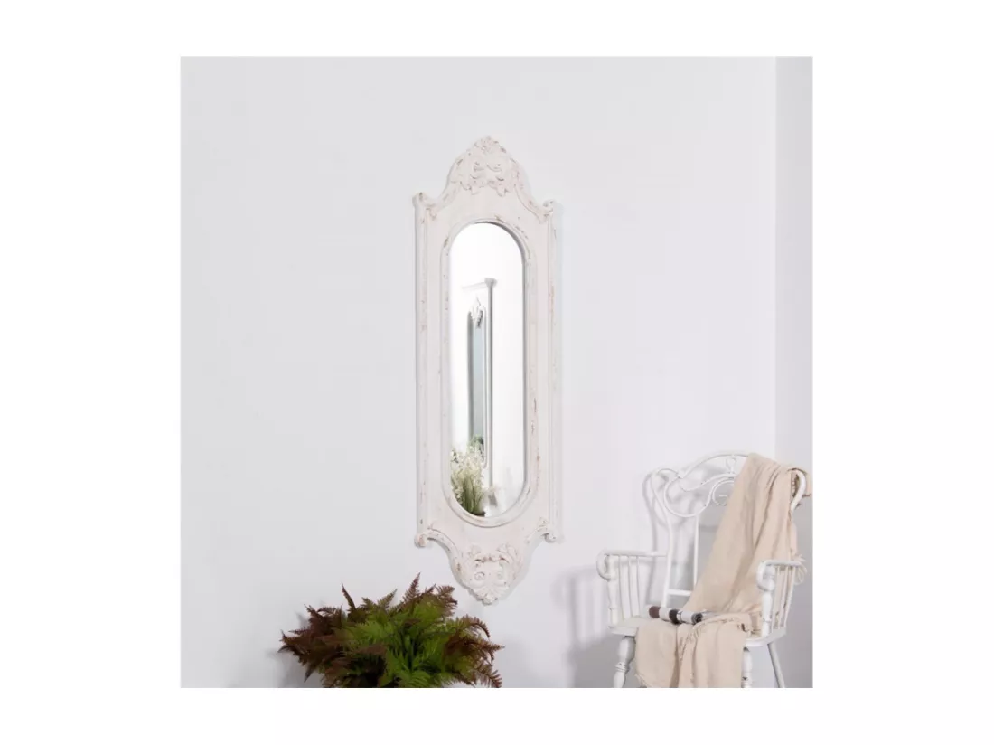 Grand miroir Bois-MDF Blanc - Décoration d'Autrefois