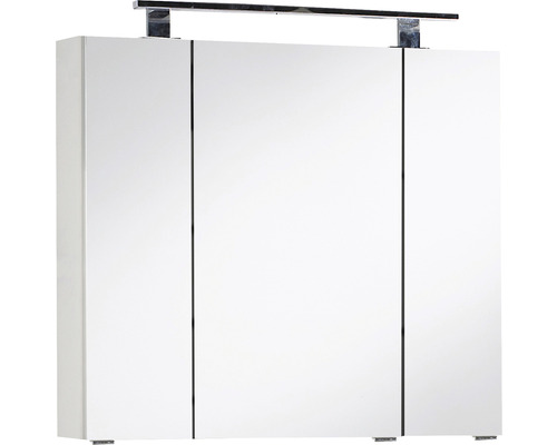 Marlin badkamerspiegelkast, 80 x 13,2 x 73,4 cm, mat wit, 3-deurs, LED
