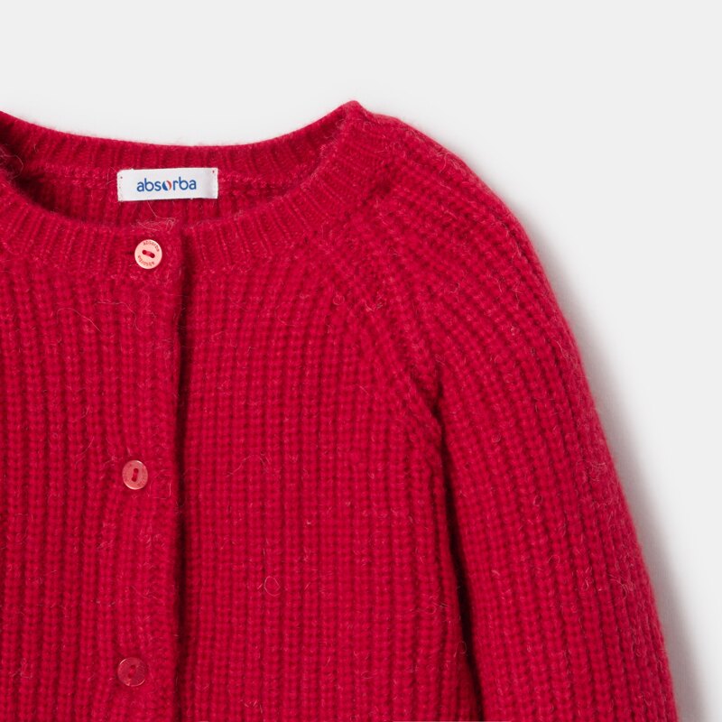 Gilet boutonné en laine mohair rouge bébé fille Absorba Rouge