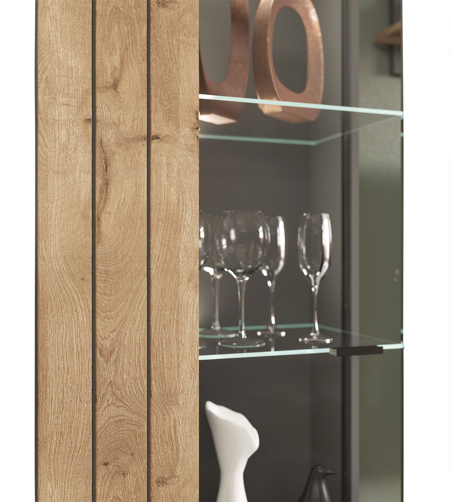 Vitrine FRENO I Oak/ grau