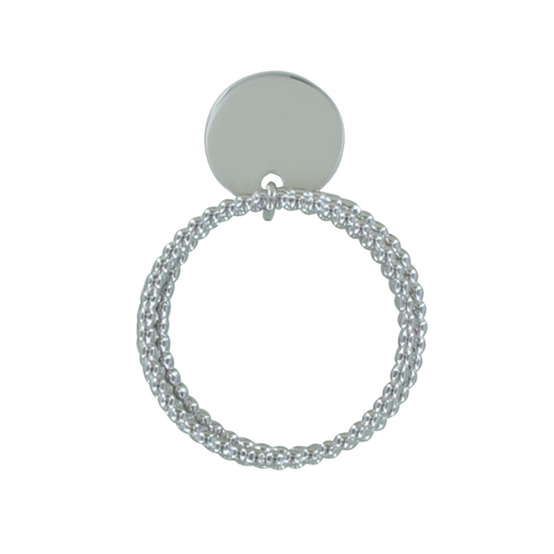 Bague Argent Triples Anneaux Billes et Médaille Ronde