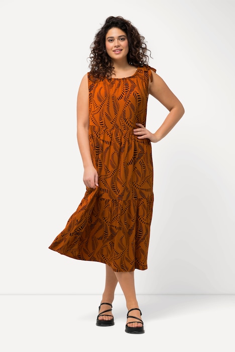 Jerseykleid, geraffter Ausschnitt, Rundhals, ärmellos