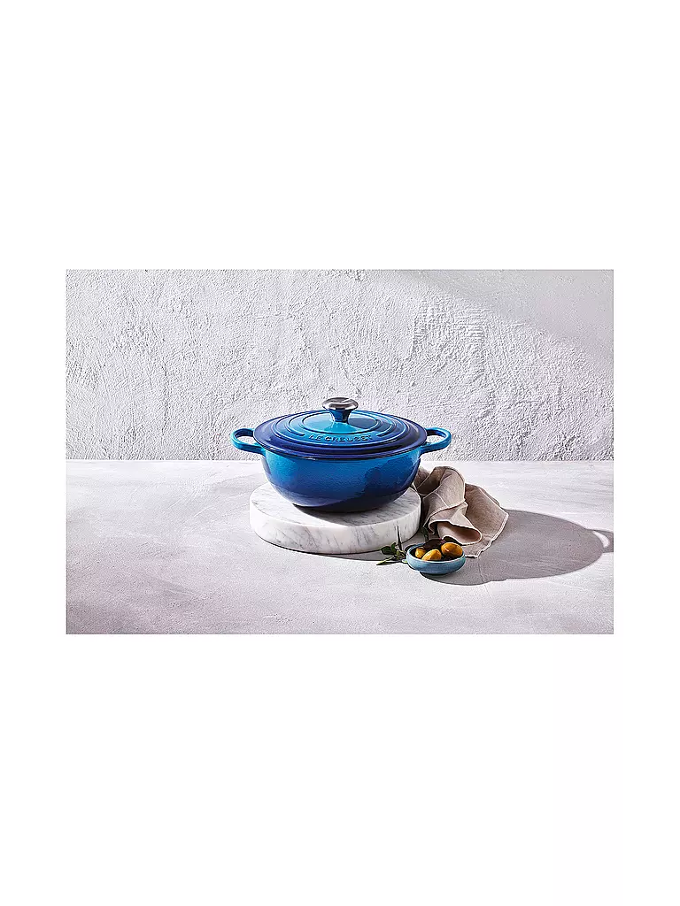 LE CREUSET Gusseisen-Bräter mit Deckel 26cm LA MARMITE SIGNATURE Azure blau