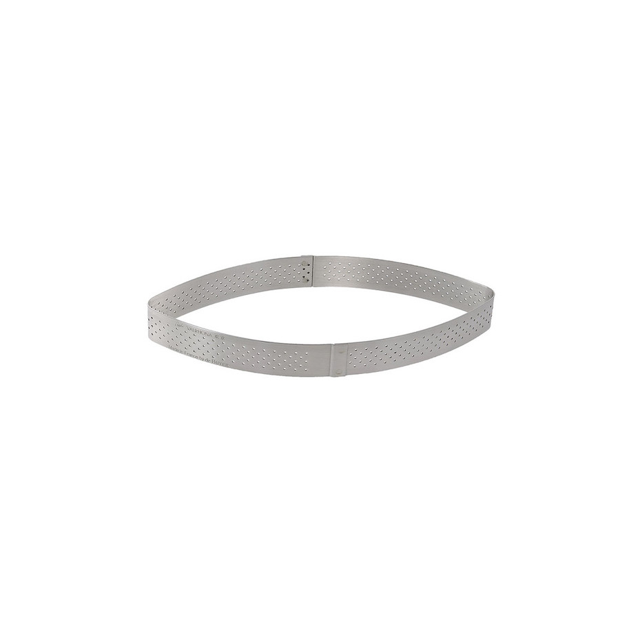 Cercle à tarte calisson Valrhona inox perforé De Buyer