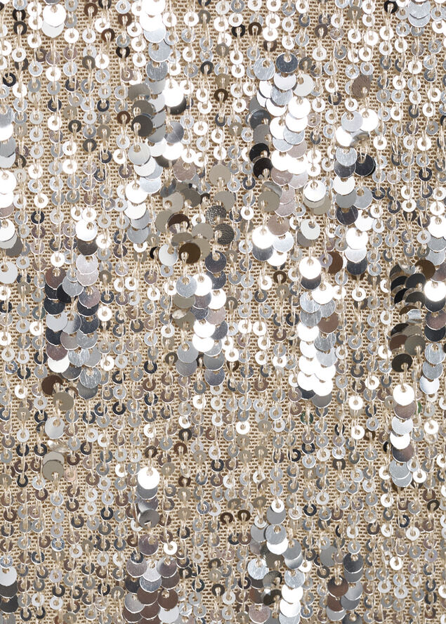 MANGO Sequin shoulder pads dress Silver