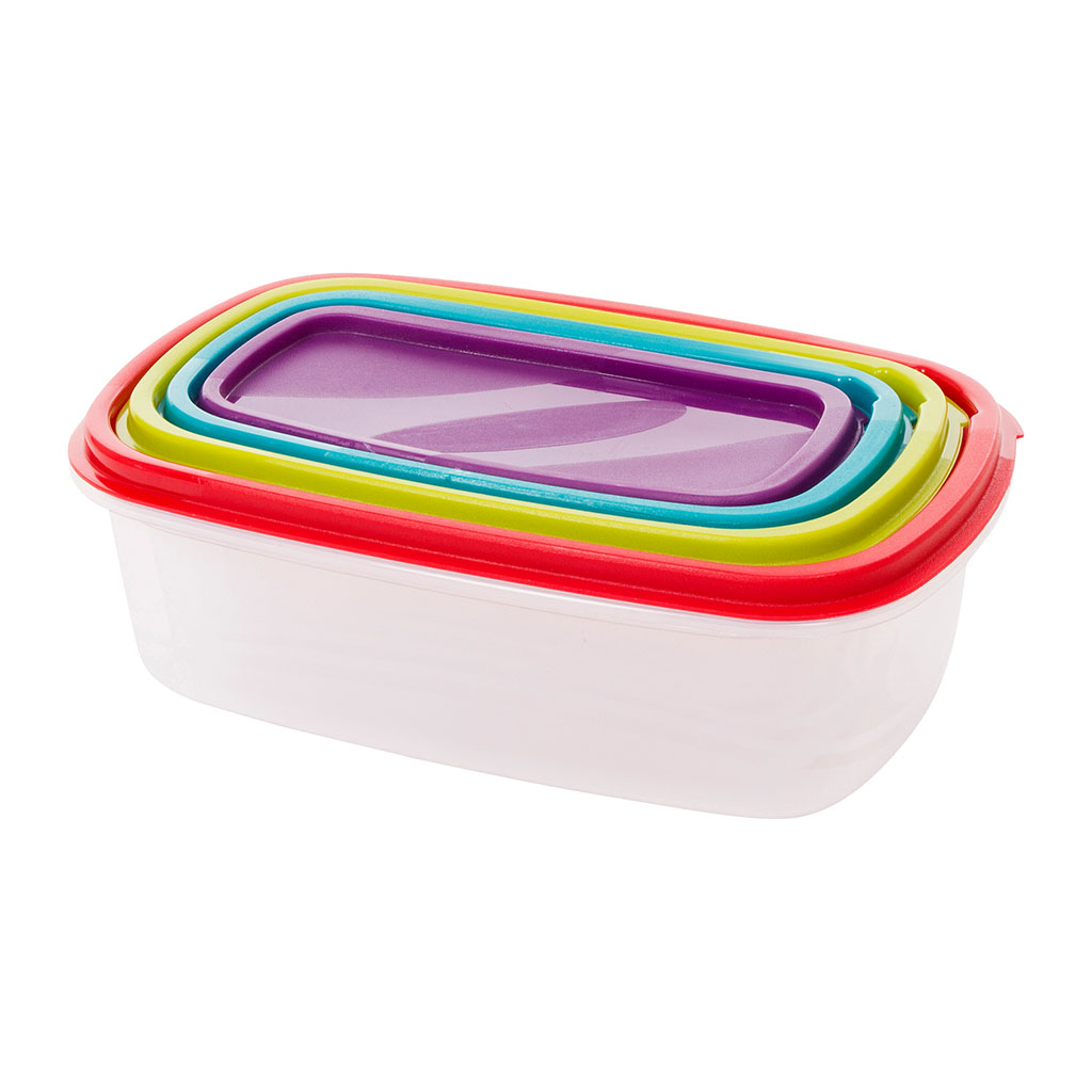 Lot de 4 boîtes de conservation rectangles colorées