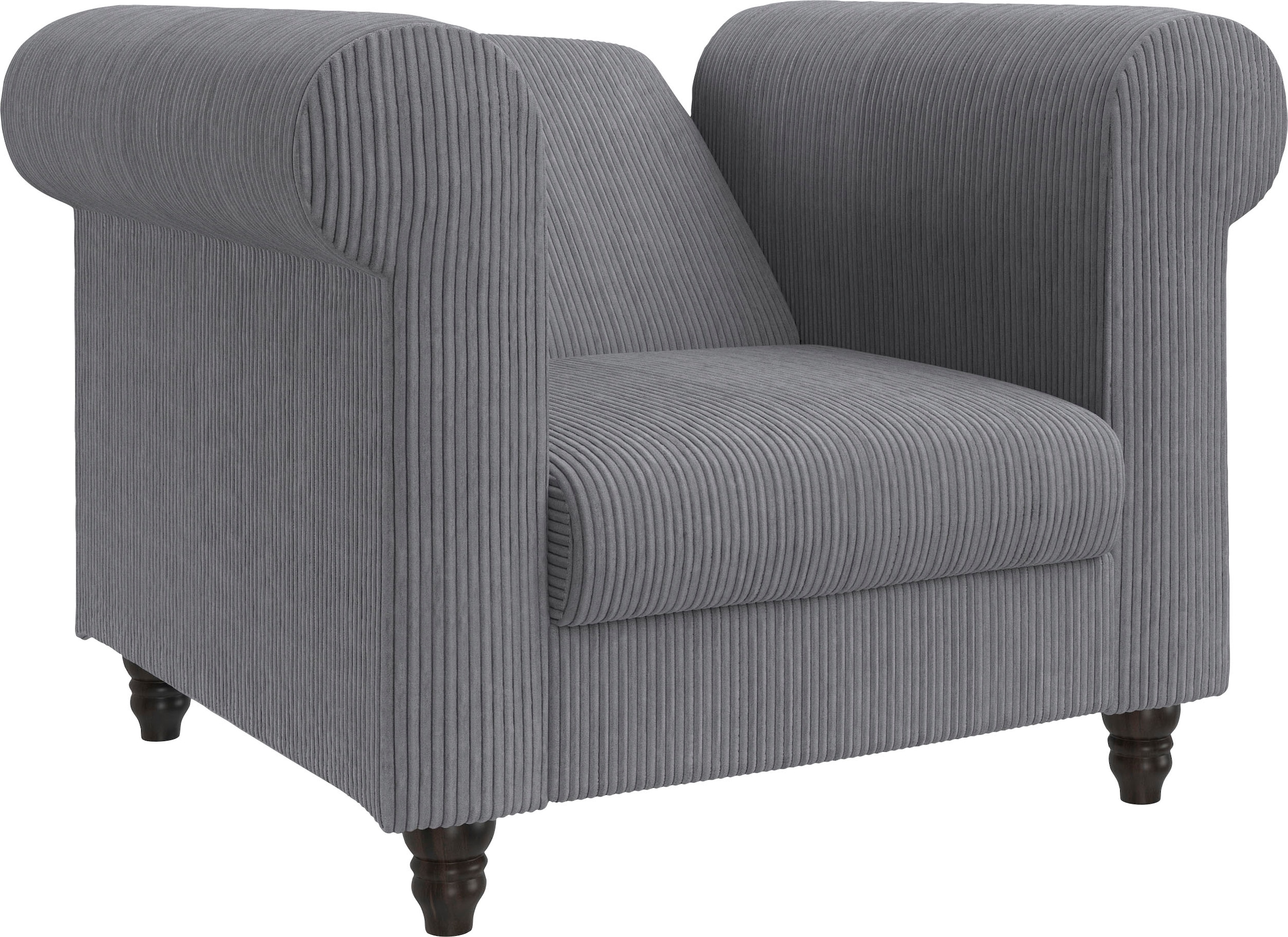 Dorel Home Chesterfield-Sessel »Felix II in Breit-Cord« mit Rückenlehne 3-fach verstellbar, Beine Massivholz, Sitzhöhe 46 cm