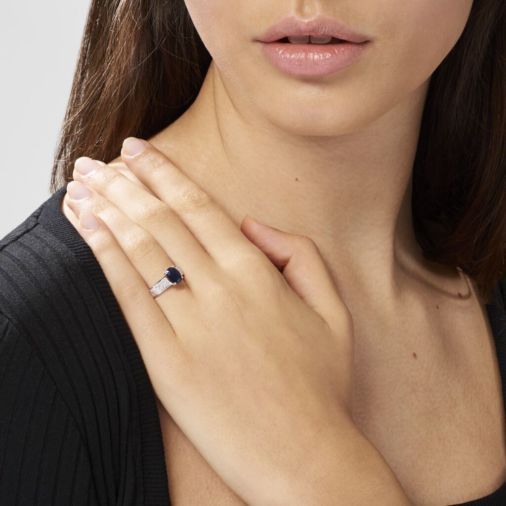 Bague Crista Or Blanc Saphir Et Diamant