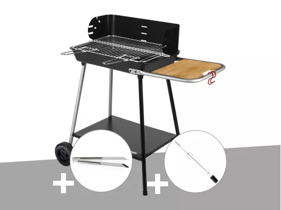 Barbecue charbon Florence Somagic + Pince en inox + Kit tournebroche