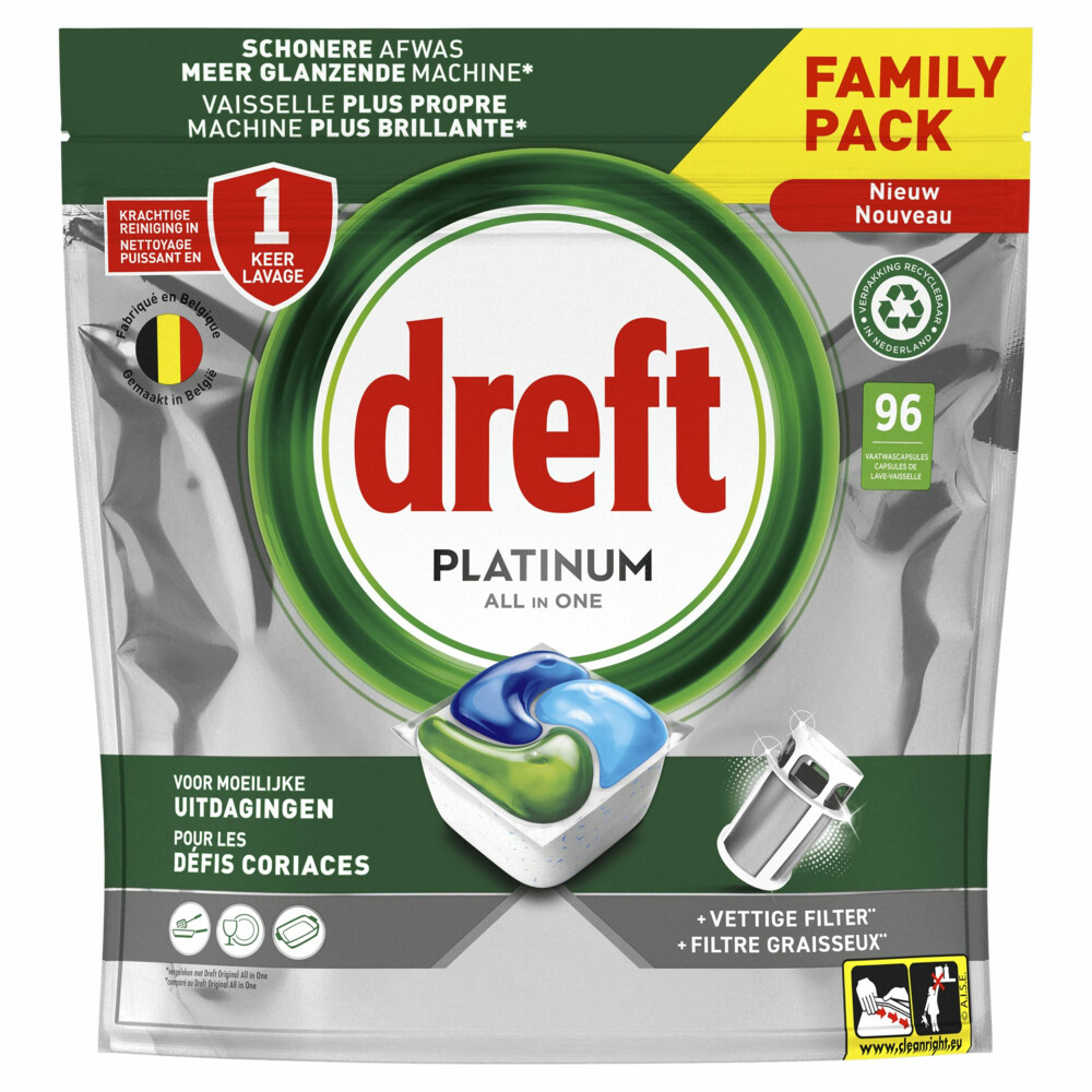 3x Dreft Vaatwastabletten Platinum All In One Original96 stuks