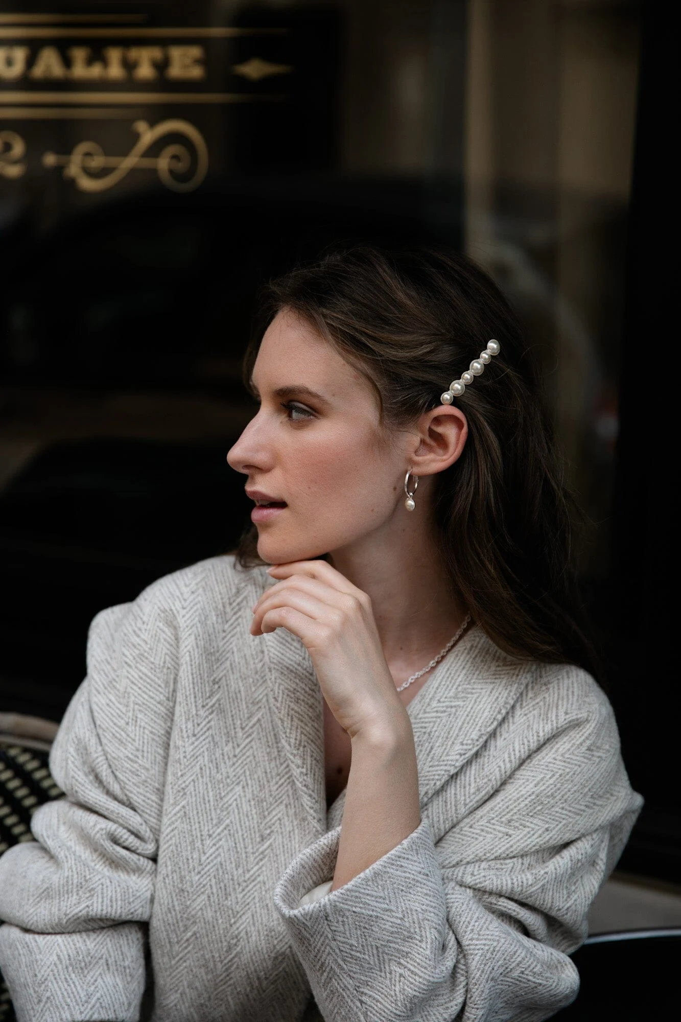NÉLYA - Mini barrette perles doré à l'or fin | Argent