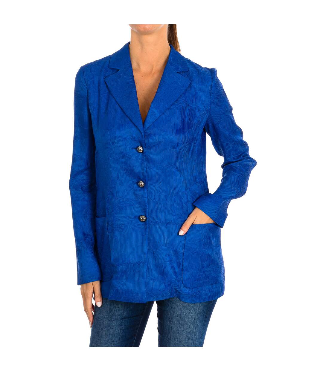Women's buttoned blazer with lapel collar V2G12TV2007