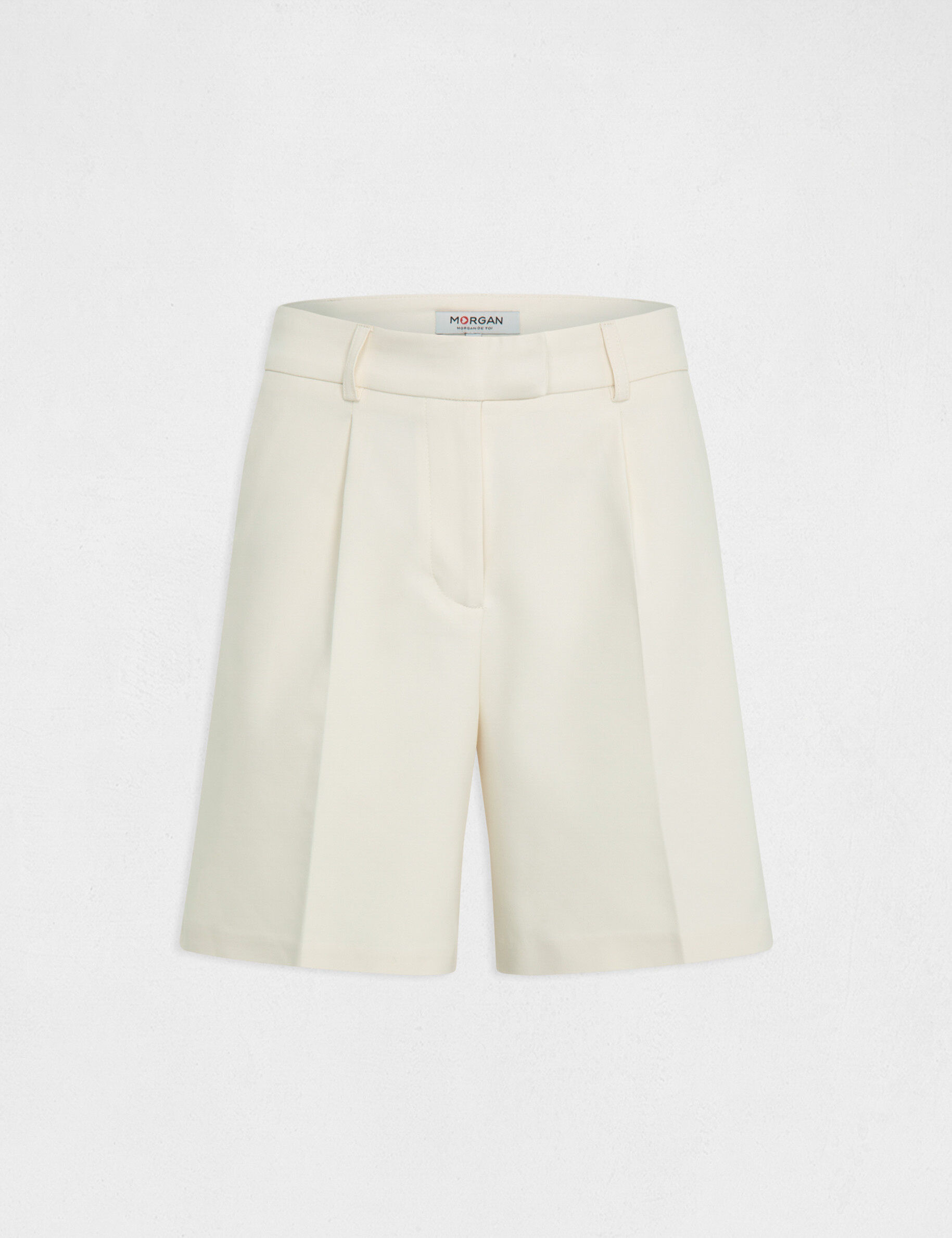 Short city droit à pinces ecru moyen femme - ecru_moyen