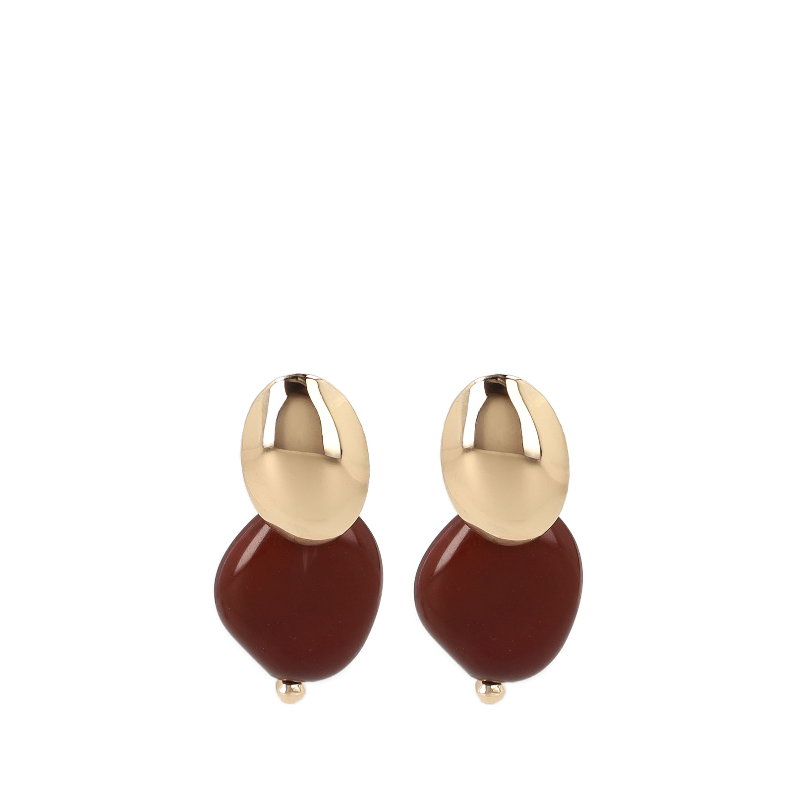 Gouden statement oorbellen met bruine knopen